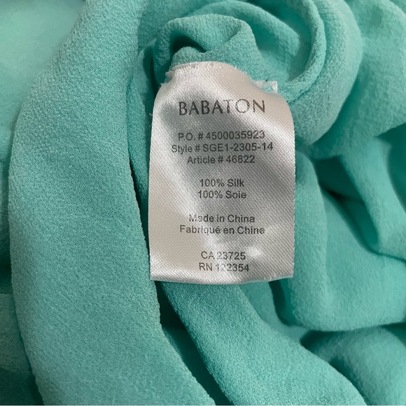 Aritzia Babaton XS Silk Blouse in Turquoise - Picture 3 of 6